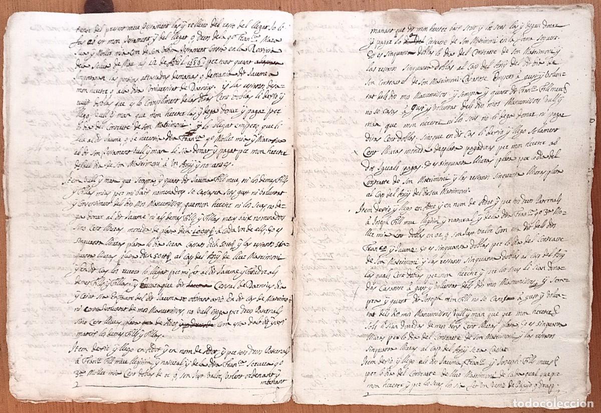Manuscritos antiguos: Testament de Joan Servera, de la Selva de Mar (Girona). Manuscrit de 1688. - Foto 7