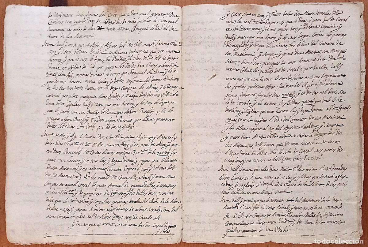 Manuscritos antiguos: Testament de Joan Servera, de la Selva de Mar (Girona). Manuscrit de 1688. - Foto 8