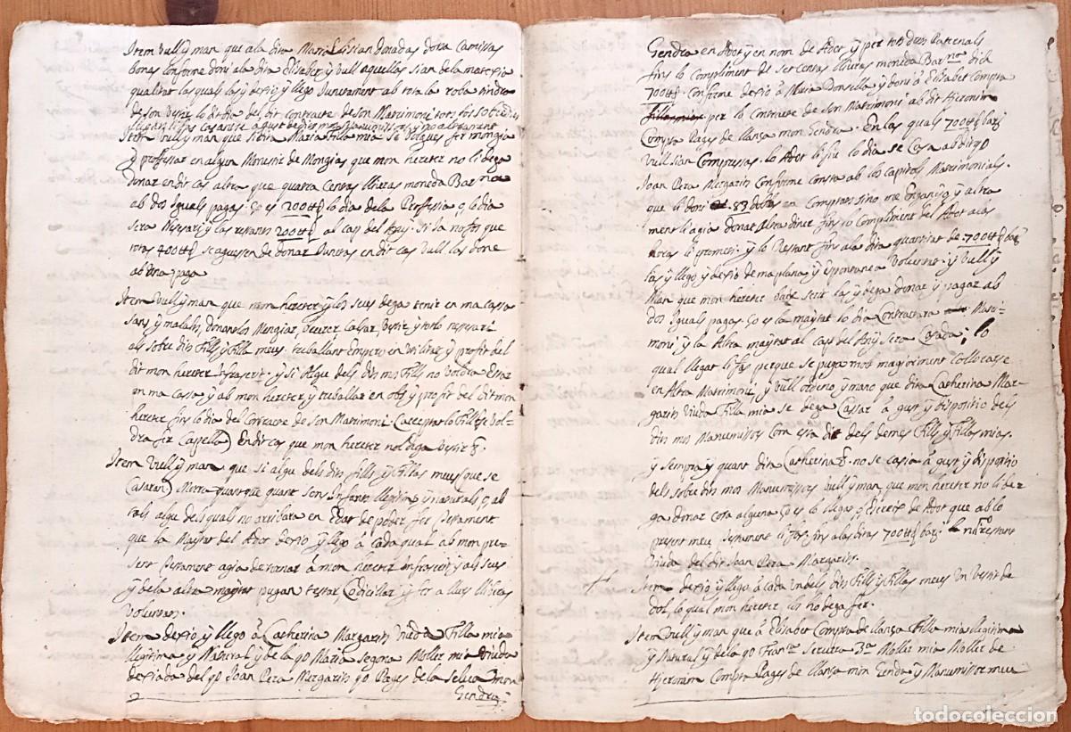 Manuscritos antiguos: Testament de Joan Servera, de la Selva de Mar (Girona). Manuscrit de 1688. - Foto 9