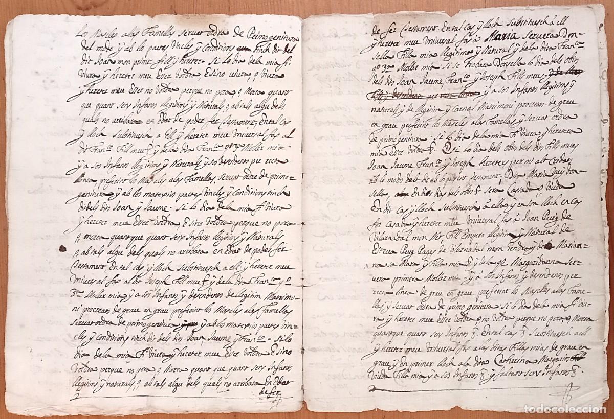 Manuscritos antiguos: Testament de Joan Servera, de la Selva de Mar (Girona). Manuscrit de 1688. - Foto 11