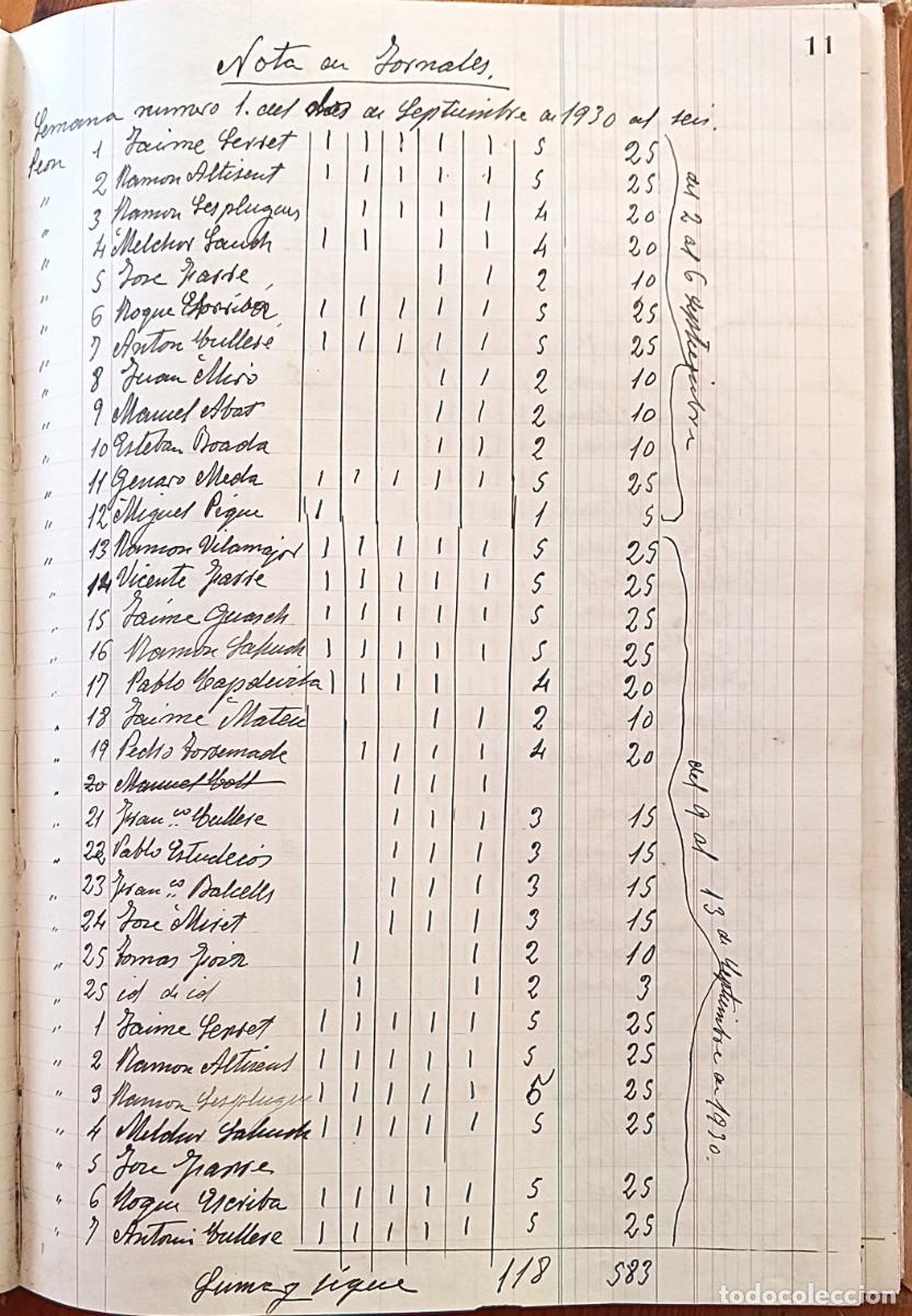 Manuscritos antiguos: Construcci&oacute; del cam&iacute; de lEspluga Calba a Mald&agrave; (Lleida). llibre comptable (any 1930). - Foto 4
