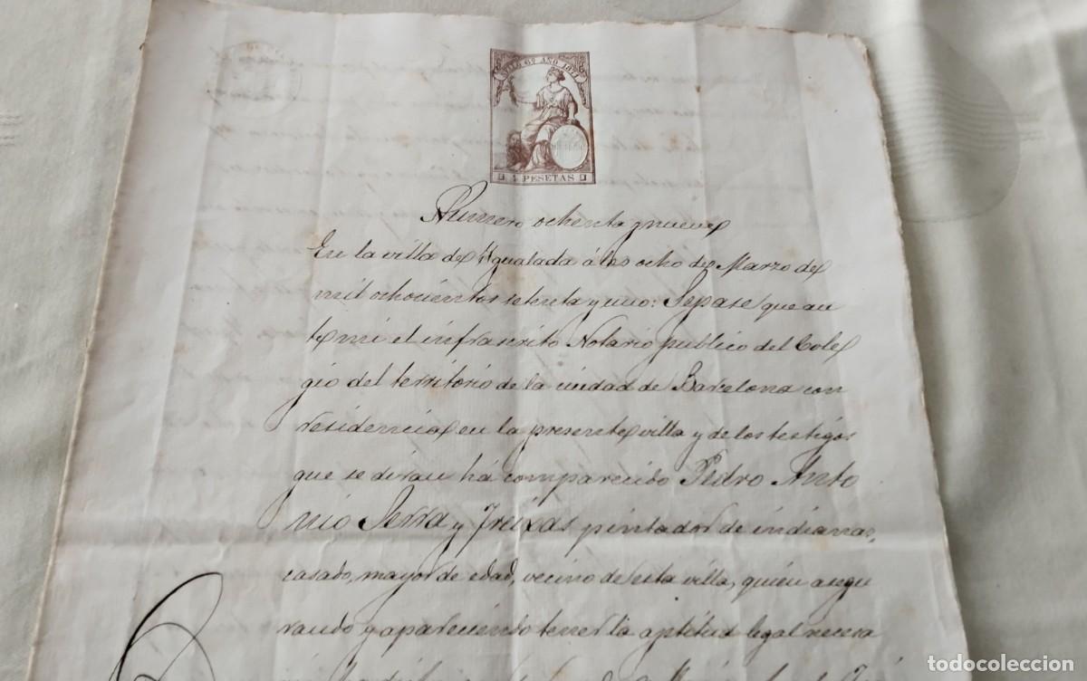 Manuscritos antiguos: IGUALADA MANUSCRITO CON TIMBROLOGIA A&Ntilde;O 1871 , 2 PG - Foto 3