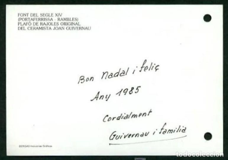 Manuscritos antigos: Aut&oacute;grafo *Joan Guivernau Sans* Ceramista. Tarjeta postal Navidad 1984.