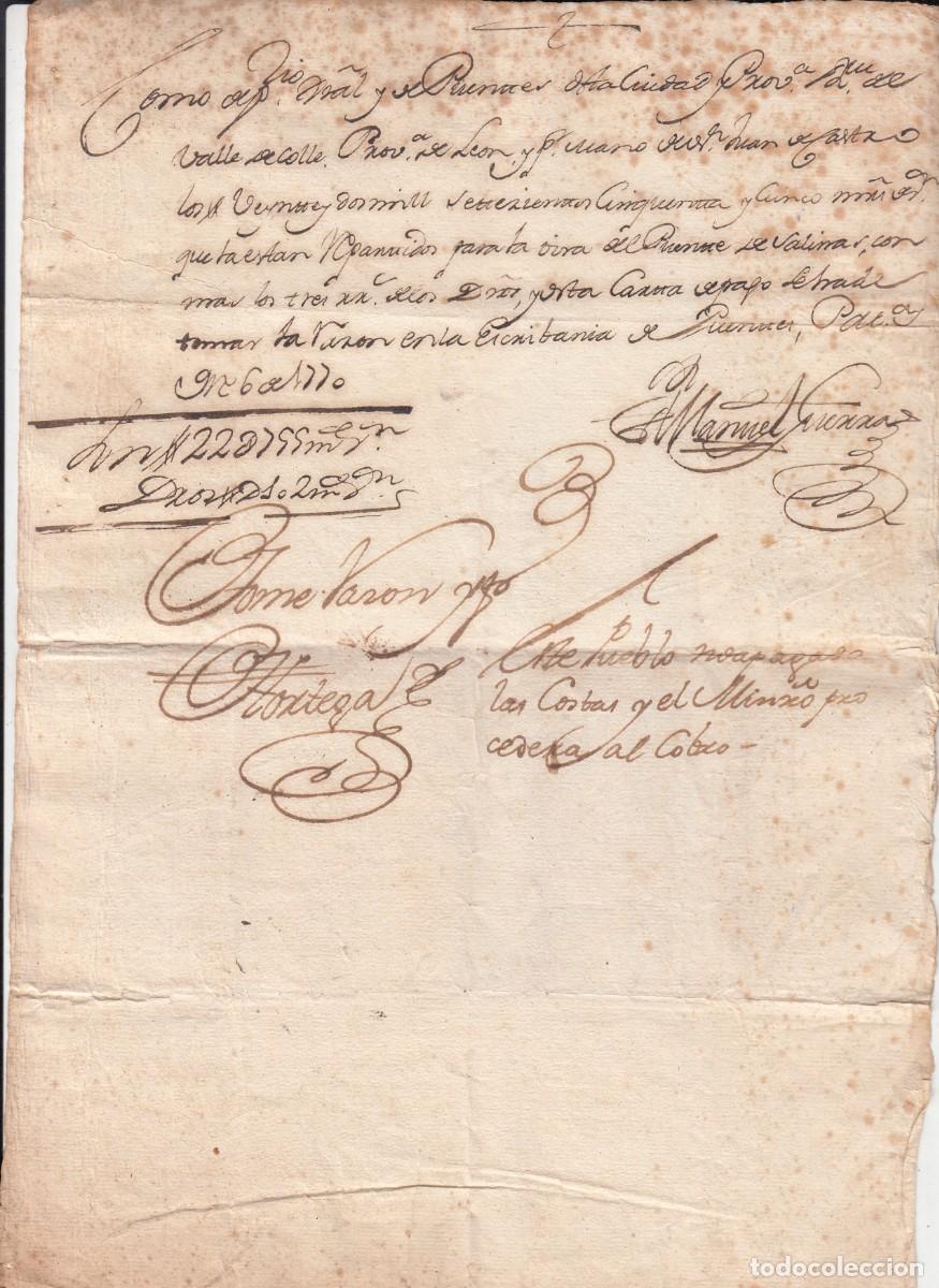 Manuscritos antiguos: 1770 -PAGO REALIZADO EN EL CONCEJO DE COLLE - LE&Oacute;N - - Foto 1