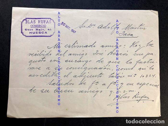 Manuscritos antiguos: COMERCIO DE BLAS RUFAS / HUESCA A&Ntilde;O 1947 - Foto 1