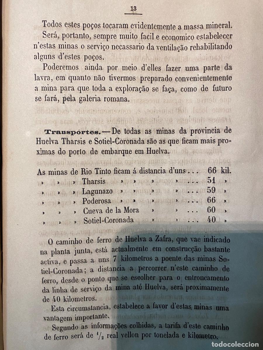 Manuscritos antiguos: Sotiel Coronada, Informe de 20 de Junio de 1883, con Mapa ( en Portugues) - Foto 3