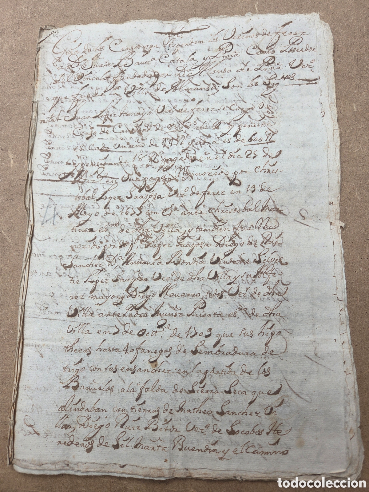 Manuscrits anciens: ALMANSA ALBACETE 1701 RELACI&Oacute;N CENSOS V&Iacute;NCULO DD ALONSO DE PINA. CONDE CIRAT.