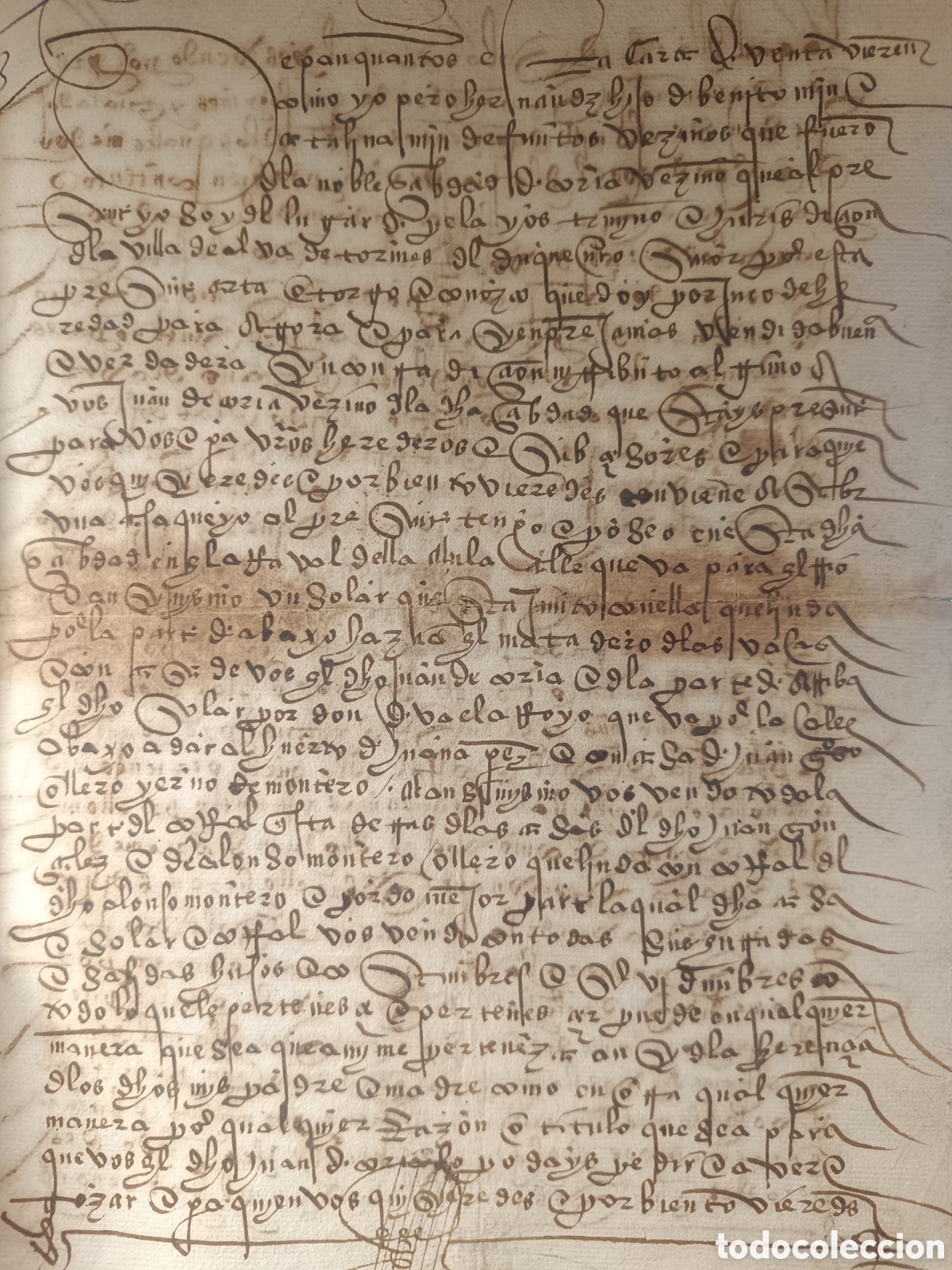 Manuscrits anciens: MANUSCRITO 1573. ESCRITURA DE VENTA DE UNA CASA. CALLE DE LAS OLLER&Iacute;AS. CORIA (C&Aacute;CERES). S. XVI.