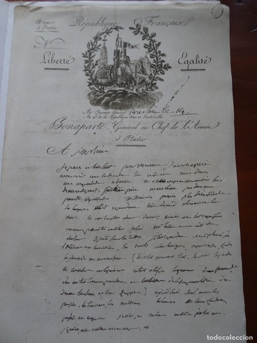 Manuscritos antiguos: Napole&oacute;n, Lettre a Josephine, facs&iacute;mil - Foto 2