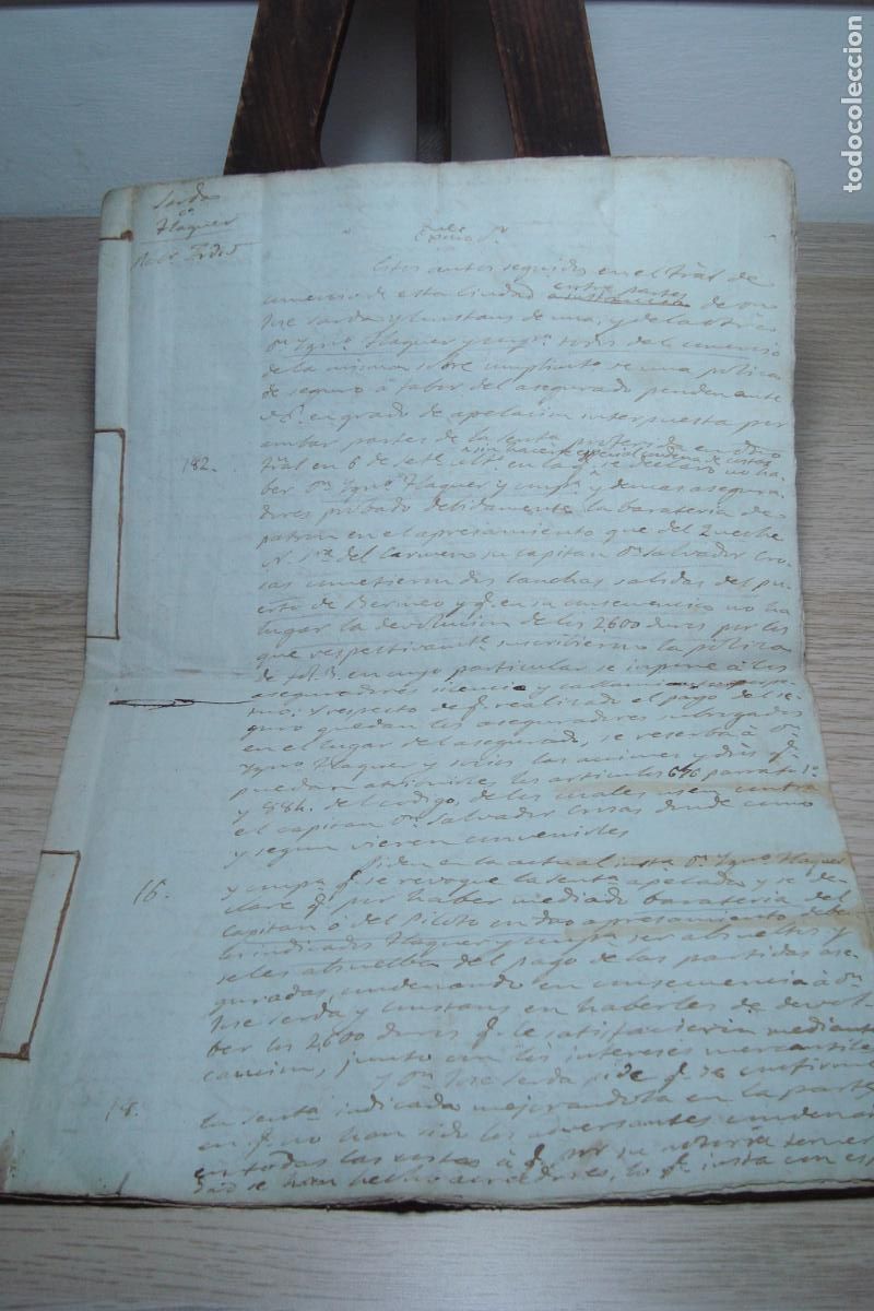 Manuscritos antiguos: NAVEGACION VELERO QUECHE NTRA.SE&Ntilde;ORA CARMEN APRESADO. HABANA-SANTANDER 1837. FLAQUER Y CIA