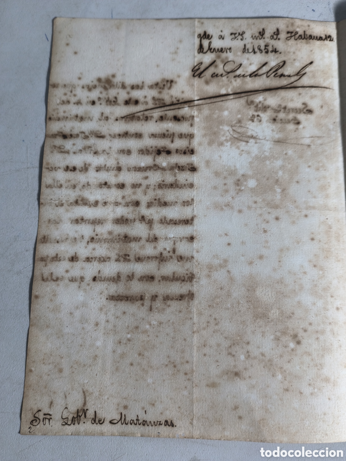 Manuscritos antiguos: Cuba espa&ntilde;ola, documento capit&aacute;n general marqu&eacute;s de la Pezuela,a&ntilde;o 1854 - Foto 2