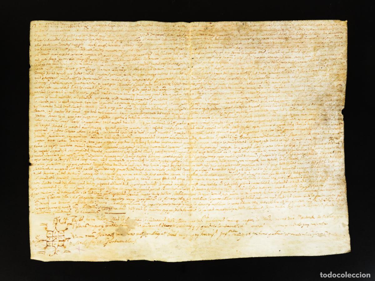 Manuscritos antiguos: Manuscrito pergamino escrito en lat&iacute;n S XVI - Foto 1