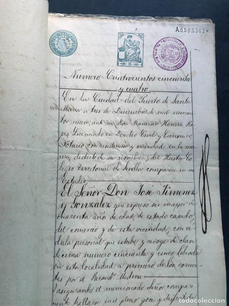 Manuscritos antiguos: MANUSCRITO 1909 / PUERTO DE SANTA MAR&Iacute;A ( C&Aacute;DIZ ) JOS&Eacute; JIMENEZ GONZALEZ / PODER - Foto 1