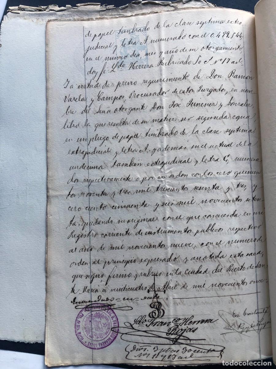 Manuscritos antiguos: MANUSCRITO 1909 / PUERTO DE SANTA MAR&Iacute;A ( C&Aacute;DIZ ) JOS&Eacute; JIMENEZ GONZALEZ / PODER - Foto 2