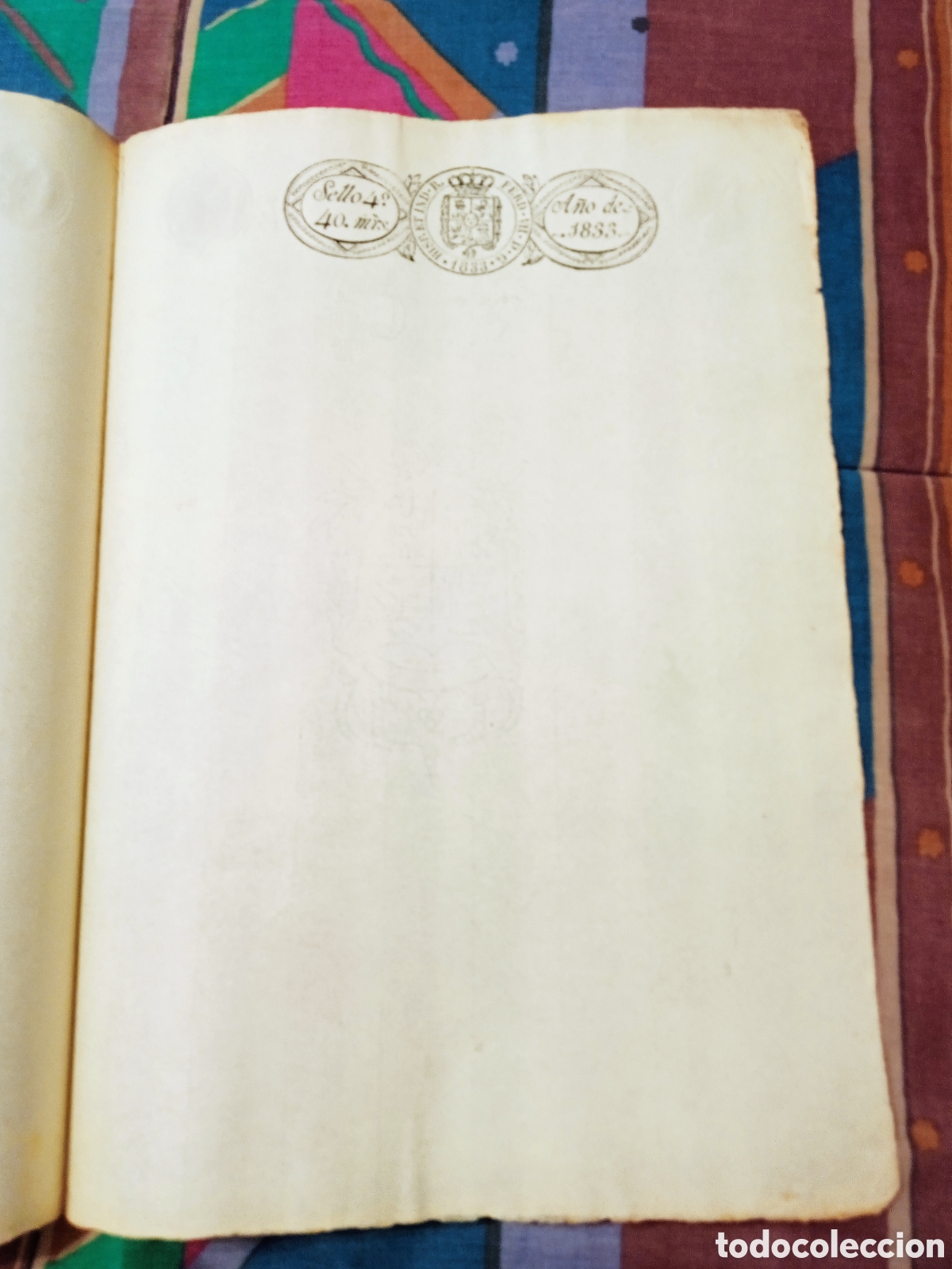 Manuscritos antiguos: DOCUMENTO DOS HOJAS 1833 SIN ESCRIBIR 2 SELLOS 40 MARAVED&Iacute;S - Foto 2