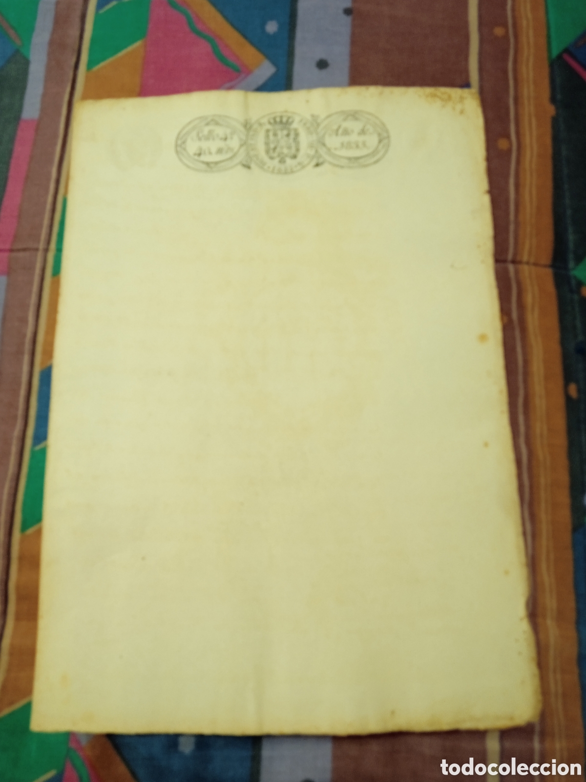 Manuscritos antiguos: DOCUMENTO DOS HOJAS 1833 SIN ESCRIBIR 2 SELLOS 40 MARAVED&Iacute;S - Foto 1