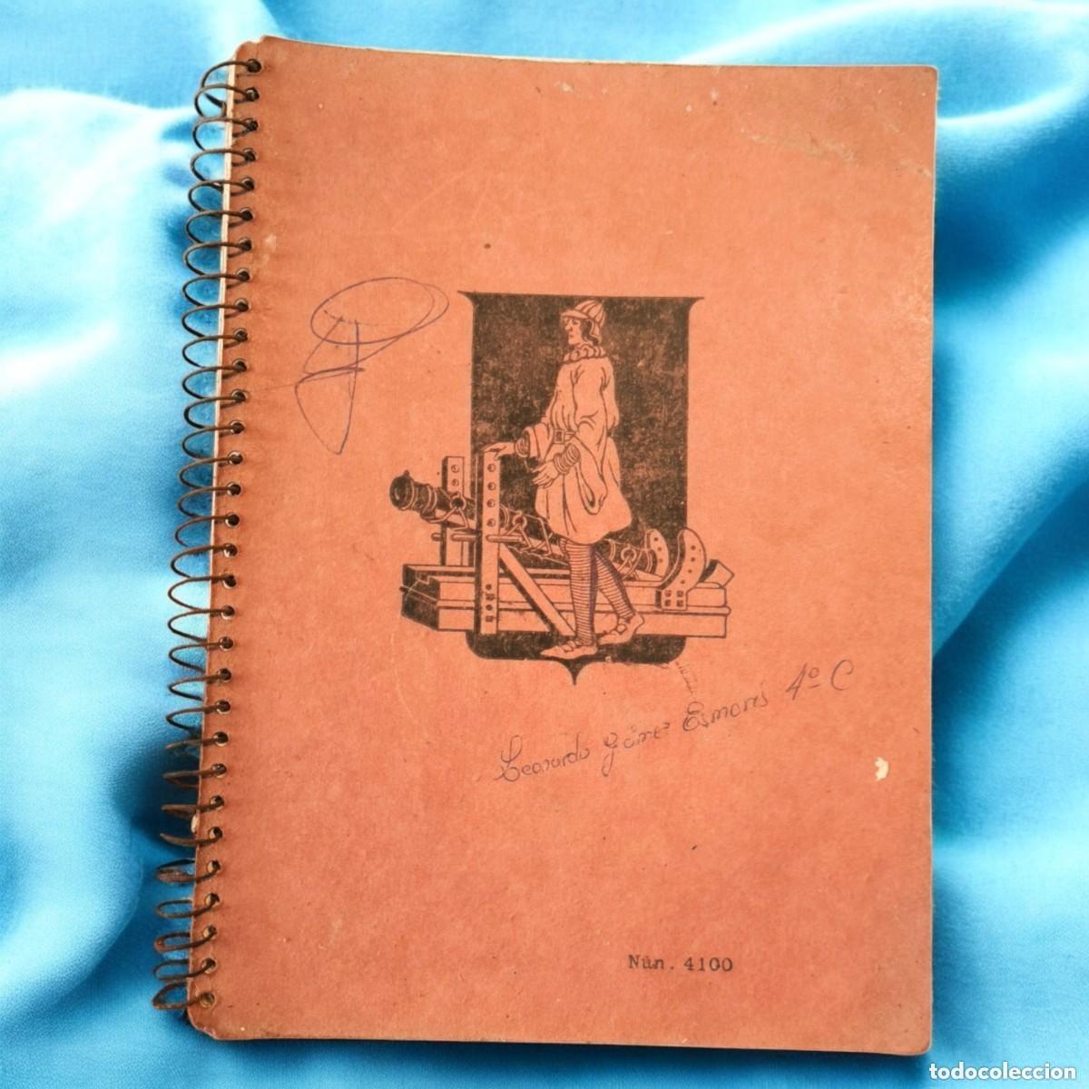 Manuscritos antiguos: Cuaderno Escolar Antiguo Matem&aacute;ticas &ndash; Apuntes Manuscritos con Espiral &ndash; Pieza &Uacute;nica