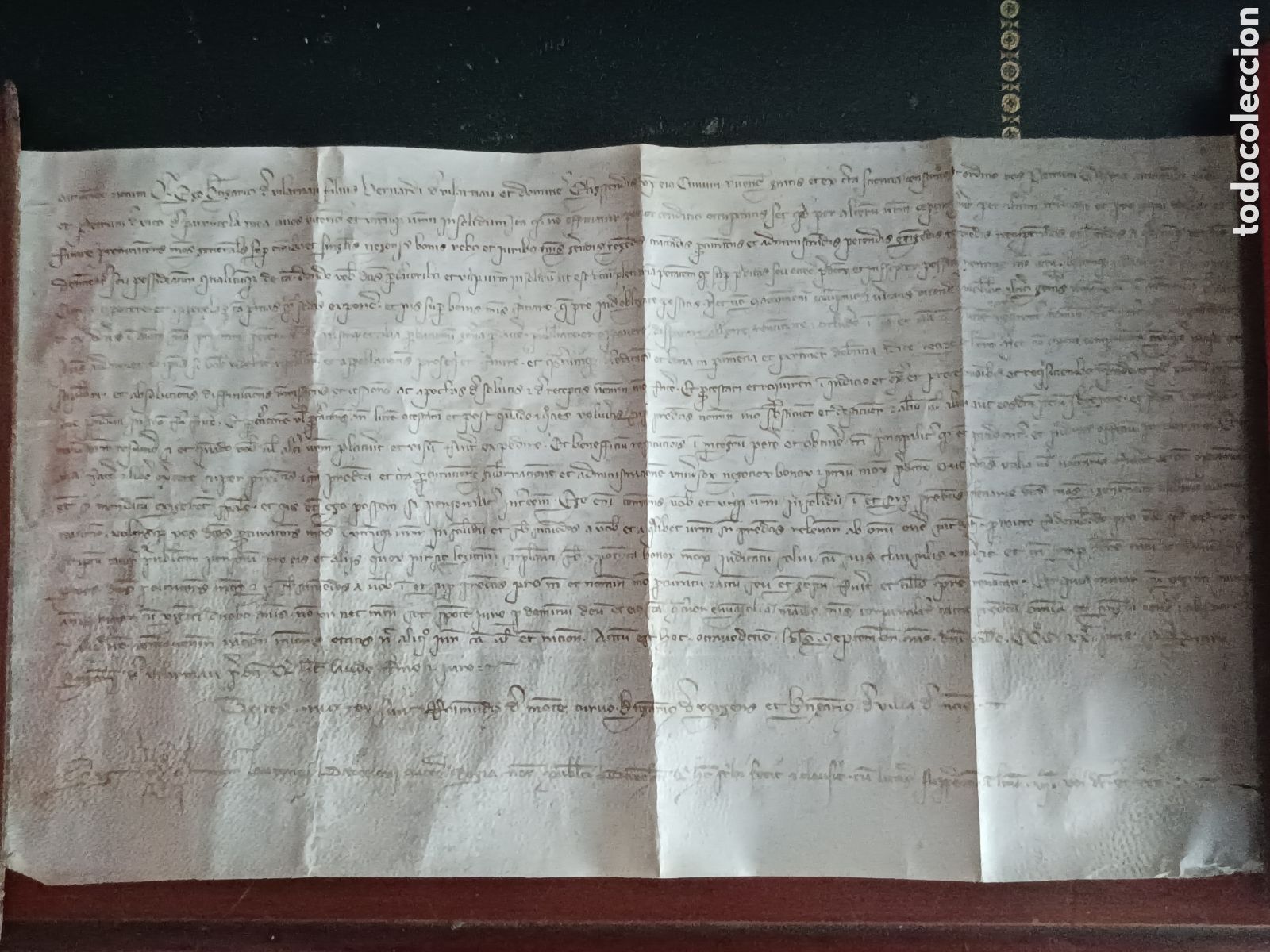 Manuscritos antiguos: PERGAMINO MANUSCRITO MEDIEVAL 1321 S. XIV- CONSTITUCI&Oacute;N DE PROCURADOR- BERENGUER DE VILARNAU