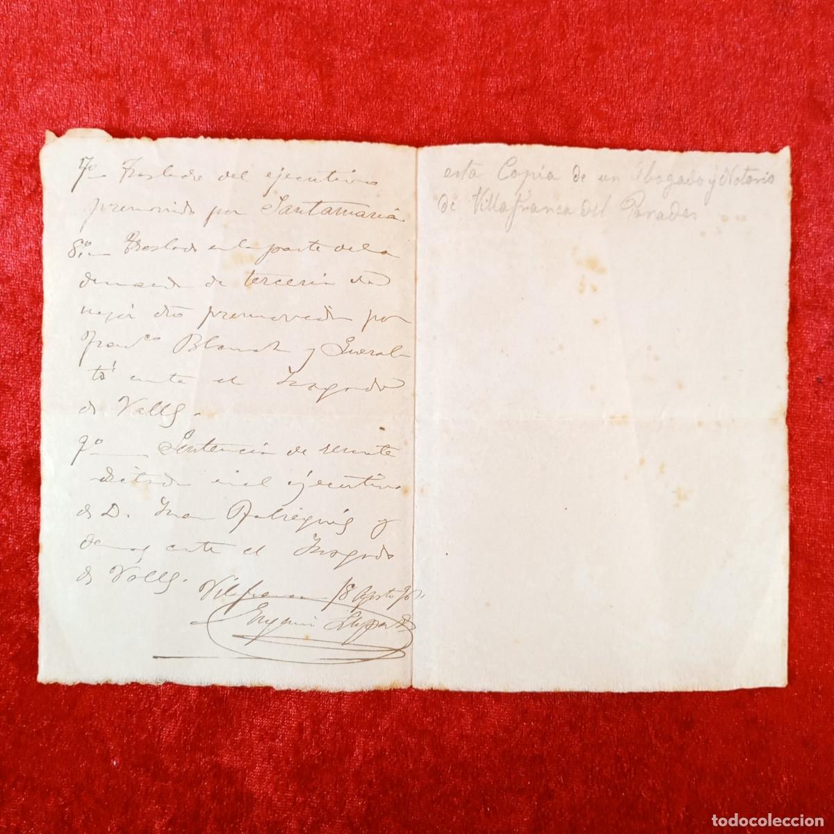 Manuscritos antiguos: DOCUMENTO MANUSCRITO - &rdquo;QUEDAN EN MI PODER LOS SIGUIENTES DOCUMENTOS...&rdquo; - 1923 - VILAFRANCA / 727 - Foto 3