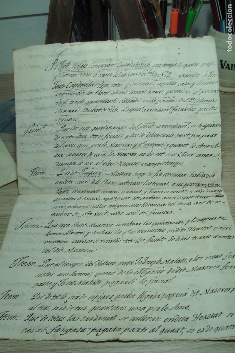 Manuscritos antiguos: MANUSCRITO JOSEPH MALATS DE VICH - PERE JOAN CAPDEVILA DE SANTA COLOMA SASERRA. 1879. MASOVERIA