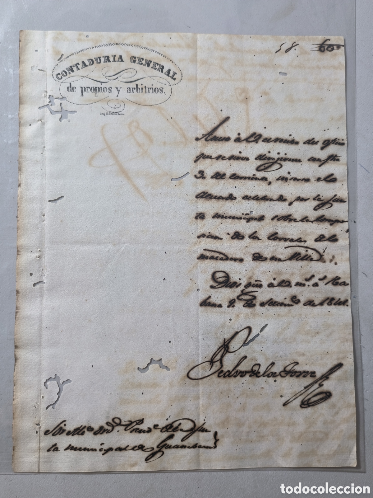 Manuscritos antiguos: Cuba espa&ntilde;ola, documento de la contadur&iacute;a general de la isla de cuba,a&ntilde;o 1861. - Foto 1