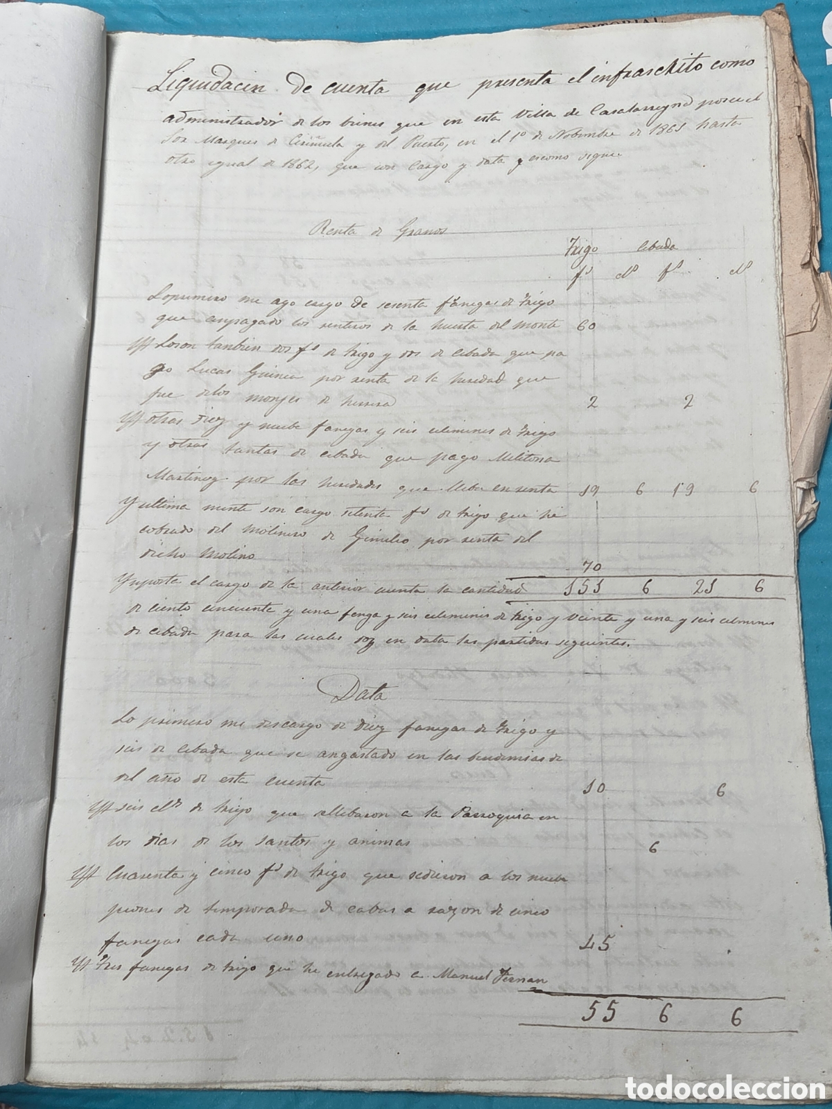 Manuscritos antiguos: CASALARREINA RIOJA 1862 CONTABILIDAD DEL MARQU&Eacute;S DEL PUERTO