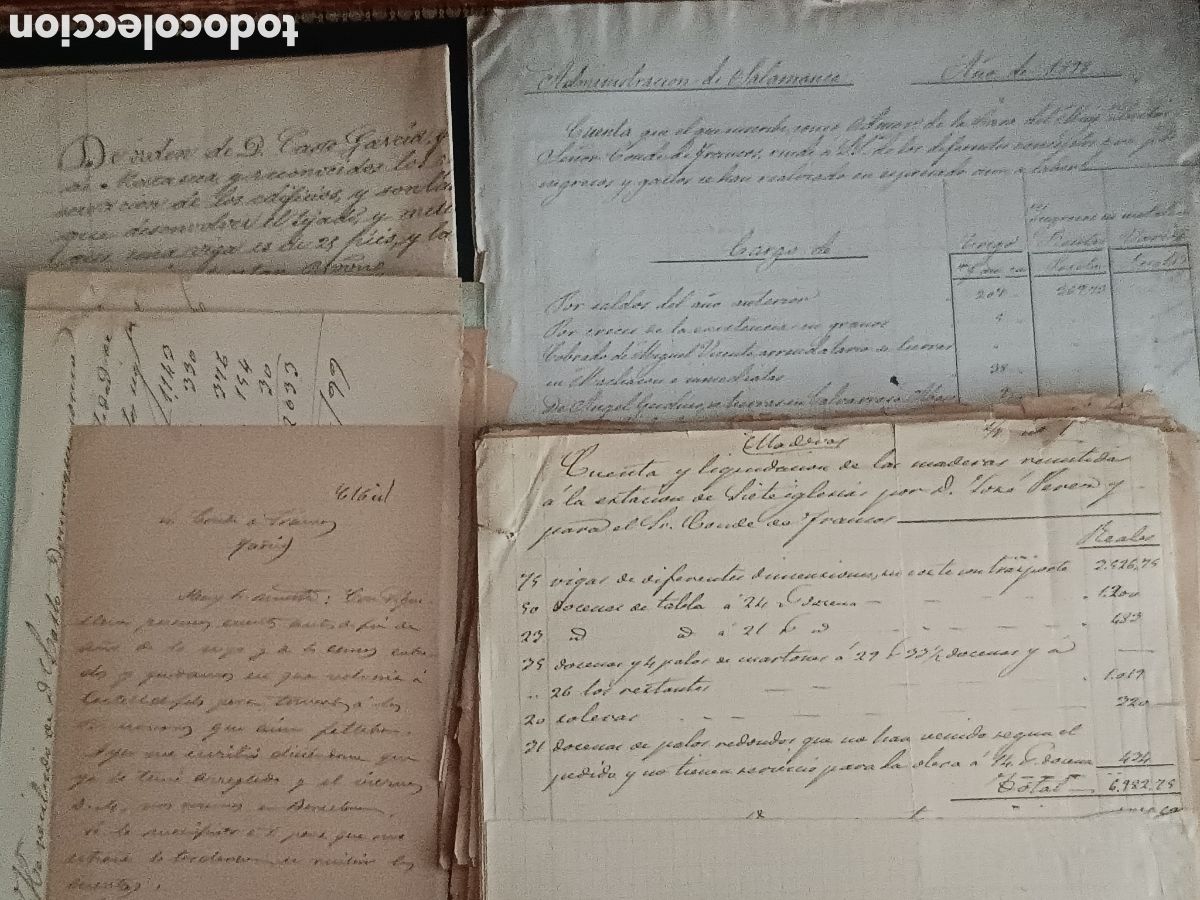 Manuscritos antiguos: PAPELES MANUSCRITOS ANTIGUOS ADMINISTRACI&Oacute;N CONDE DE FRANCOS, SALAMANCA: FACTURAS, RECIBOS,