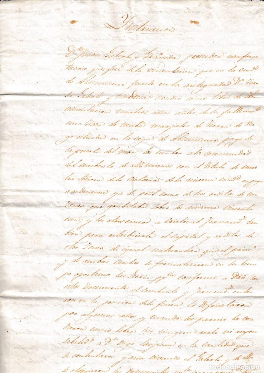Manuscritos antiguos: 1833 ALMU&Ntilde;ERCAR VENTA DE TIERRA PAGO PUERTA DEL MAR FAMILIA GALEOTE. DIEGO SANJUAN