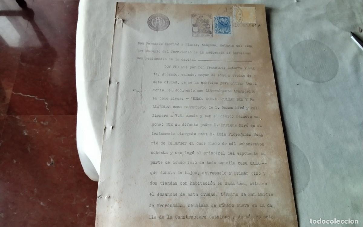 Manuscritos antiguos: SAN MARTI DE PROVENSAL DOCUMENTO CON TIMBROLOGIA A&Ntilde;O 1927 , 2 PAG