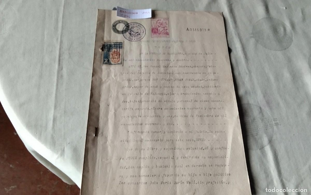 Manuscritos antiguos: BARCELONA , DOCUMENTO CON TIMBROLOGIA A&Ntilde;O 1944, 2 PAG - Foto 2