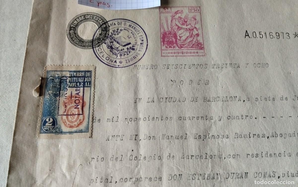 Manuscritos antiguos: BARCELONA , DOCUMENTO CON TIMBROLOGIA A&Ntilde;O 1944, 2 PAG - Foto 3