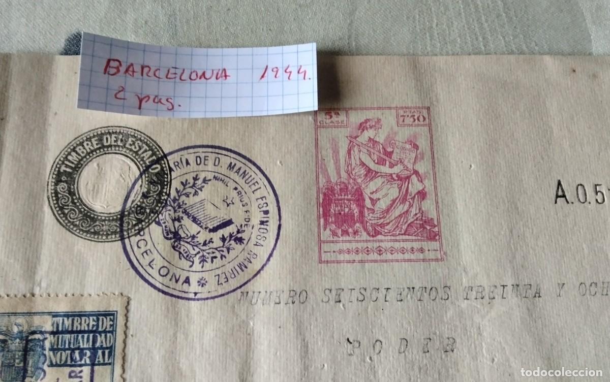 Manuscritos antiguos: BARCELONA , DOCUMENTO CON TIMBROLOGIA A&Ntilde;O 1944, 2 PAG - Foto 4