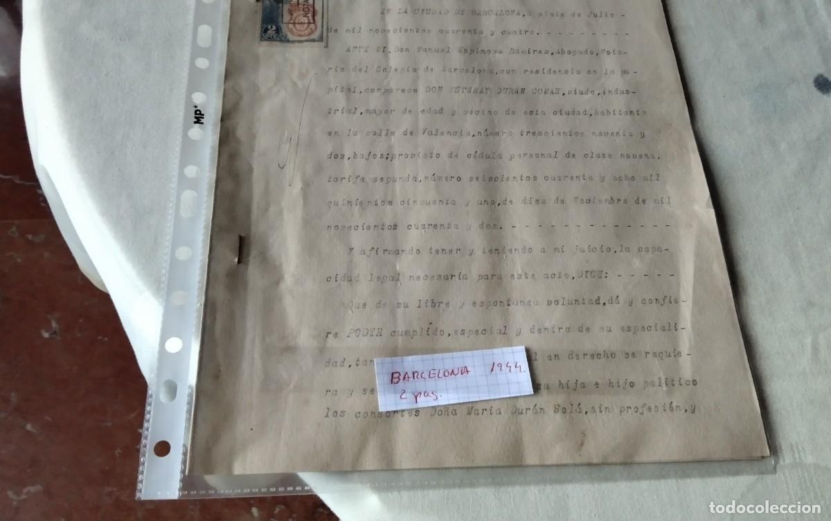 Manuscritos antiguos: BARCELONA , DOCUMENTO CON TIMBROLOGIA A&Ntilde;O 1944, 2 PAG - Foto 9