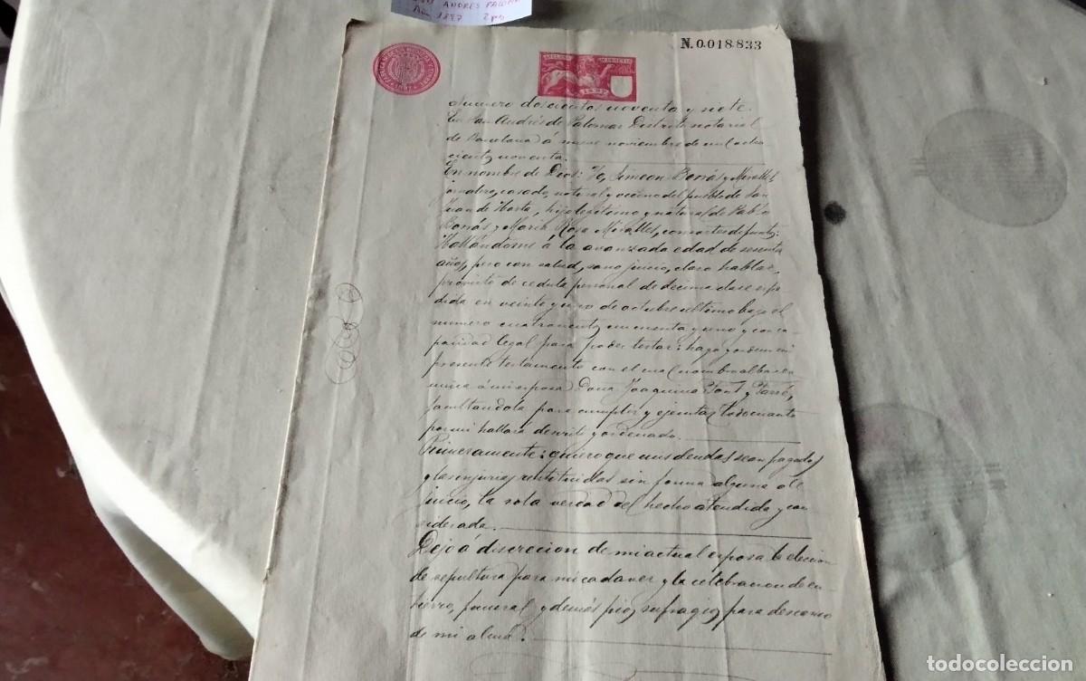 Manuscritos antiguos: SAN ANDRES PALOMAR , MANUSCRITO A&Ntilde;O 1897 , 2 PAG.