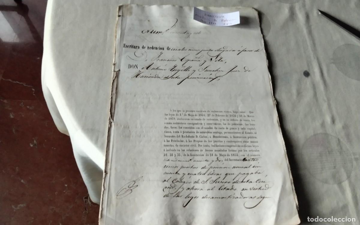 Manuscritos antiguos: BARCELONA ESCRITURA DE REDENCION , MANUSCRITO A&Ntilde;O 1866 , 6 PAG.