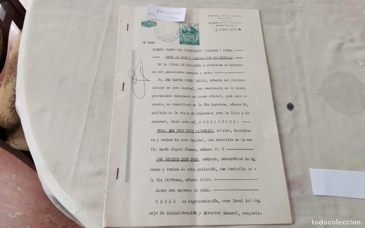 Manuscritos antiguos: BARCELONA DOCUMENTO CON TIMBROLOGIA A&Ntilde;O 1961 , 5 PAG