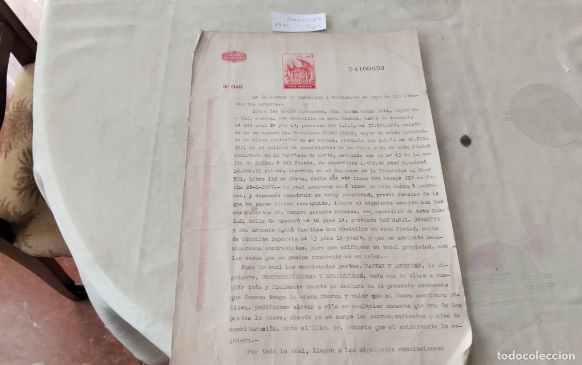 Manuscritos antiguos: BARCELONA DOCUMENTO CON TIMBROLOGIA A&Ntilde;O 1970, 2 PAG