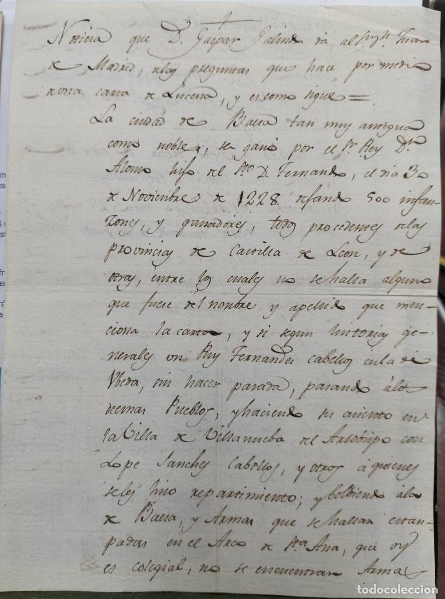 Manuscritos antiguos: Ca. 1840 - Noticia de Gaspar Galindo, secretario Ayuntamiento Lucena sobre historia Baeza y &Uacute;beda