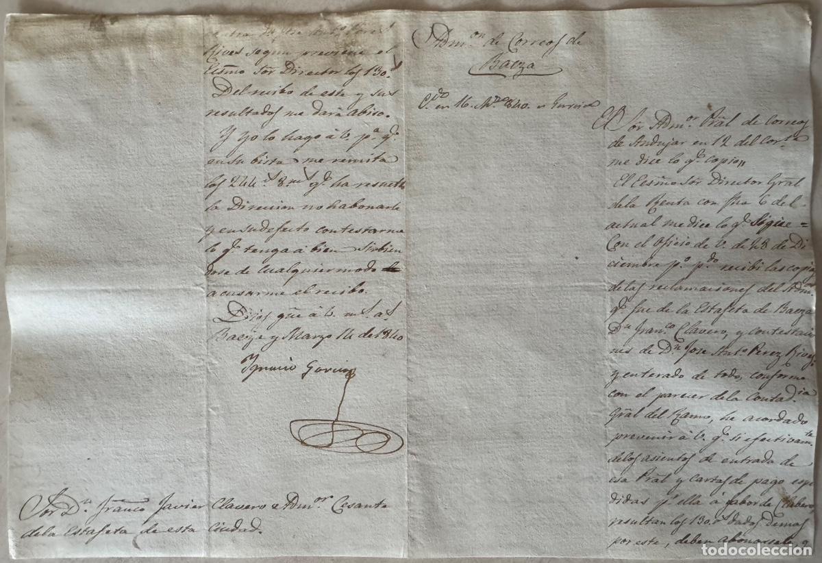 Manuscritos antiguos: DOCUMENTOS RELEVO JEFATURA DE LA ADMINISTRACI&Oacute;N DE CORREOS EN BAEZA - JA&Eacute;N - A&Ntilde;O 1839