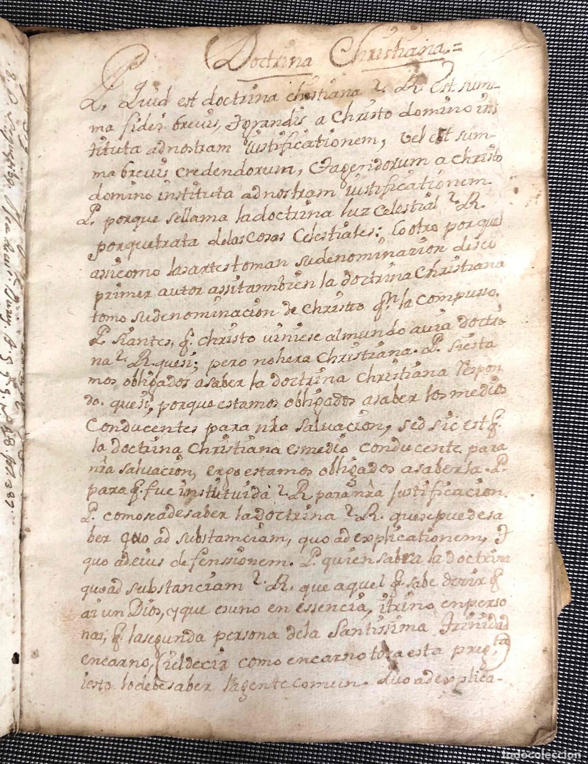 Manuscritos antiguos: MANUSCRITO SOBRE PAPEL DE ANOTACIONES DE DOCTRINA CRISTIANA. GABRIEL PEREZ, SIGLO XVIII