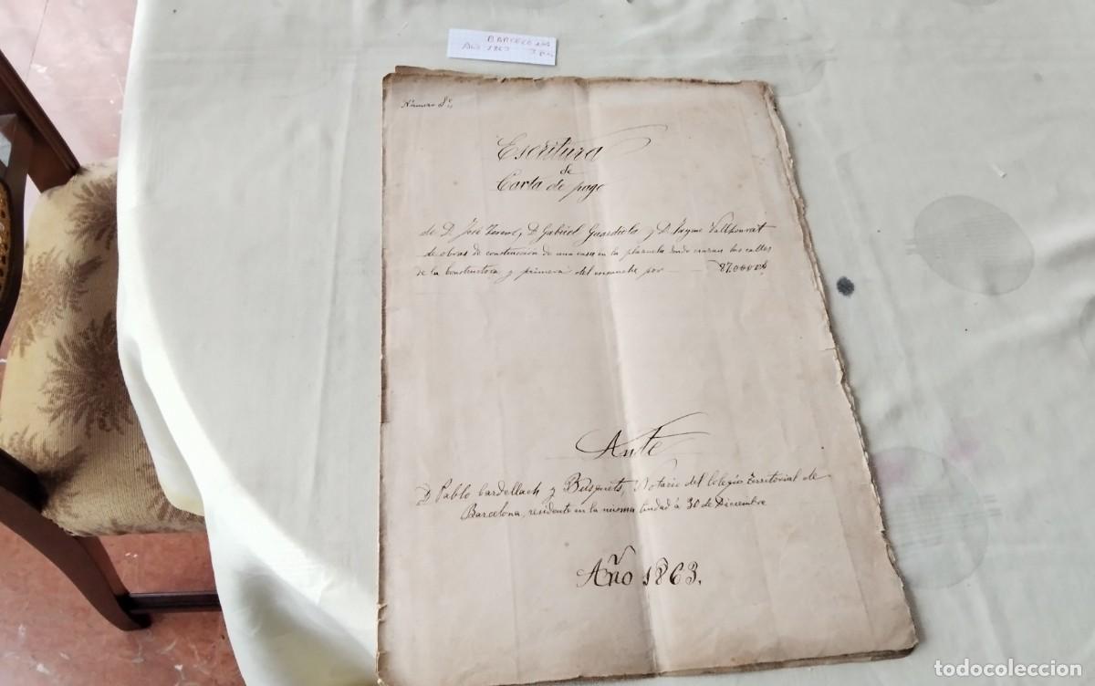 Manuscritos antiguos: BARCELONA MANUSCRITO CON TIMBROLOGIA A&Ntilde;O 1863, 3 PAG