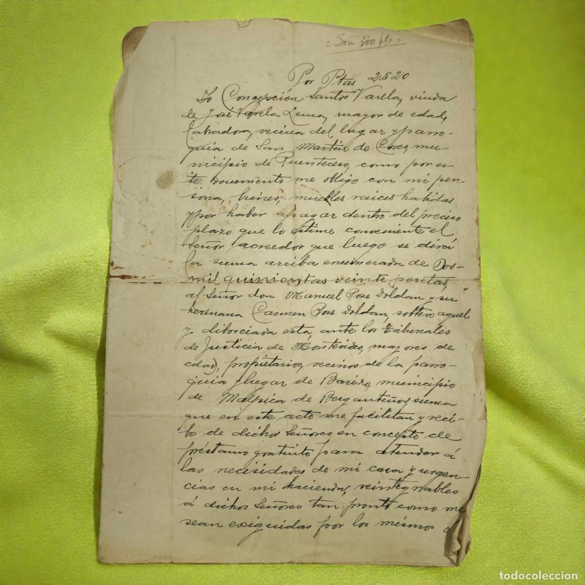 Manuscritos antiguos: Documento Manuscrito Antiguo A&ntilde;o 1938 &ndash; Contrato Legal Con Firmas Originales