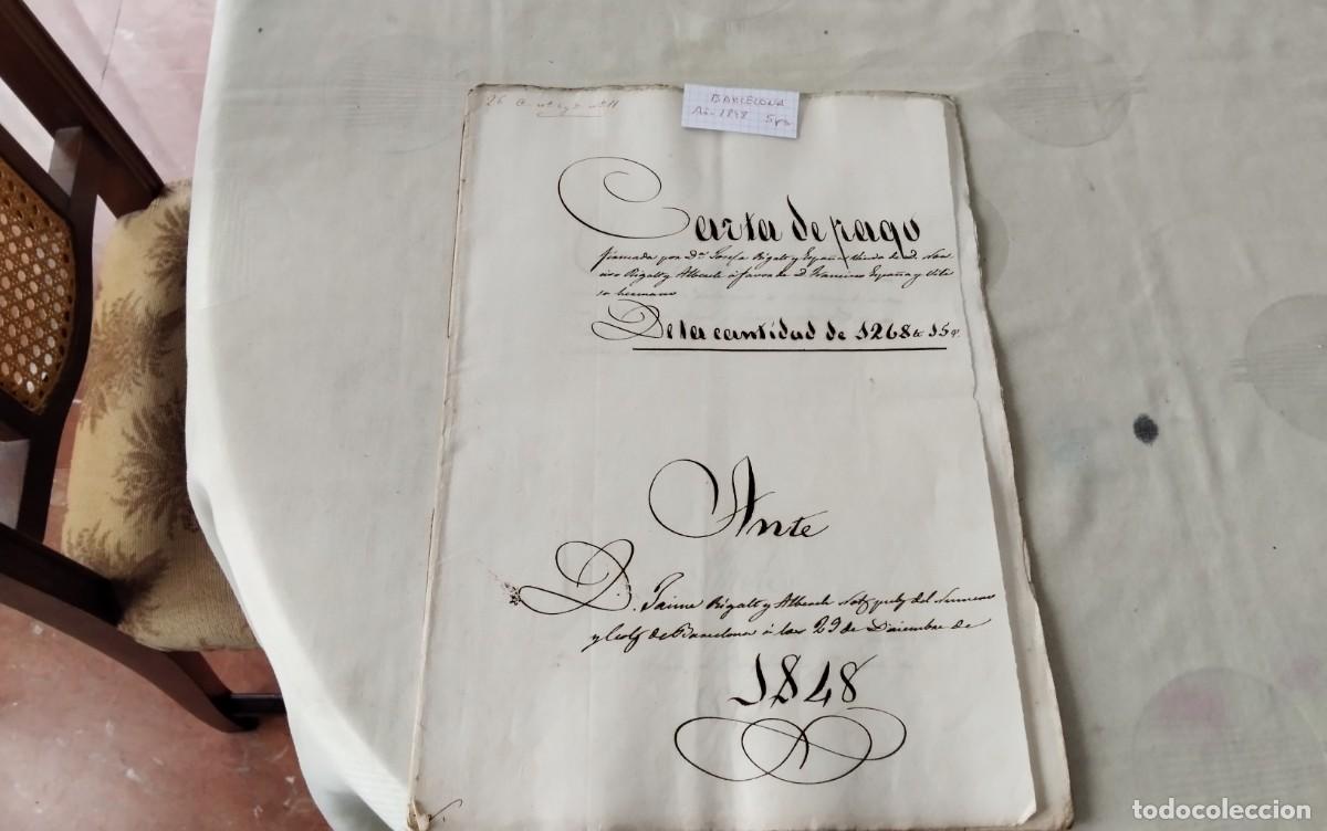 Manuscritos antiguos: BARCELONA MANUSCRITO CON TIMBROLOGIA A&Ntilde;O 1848 5 PAG.