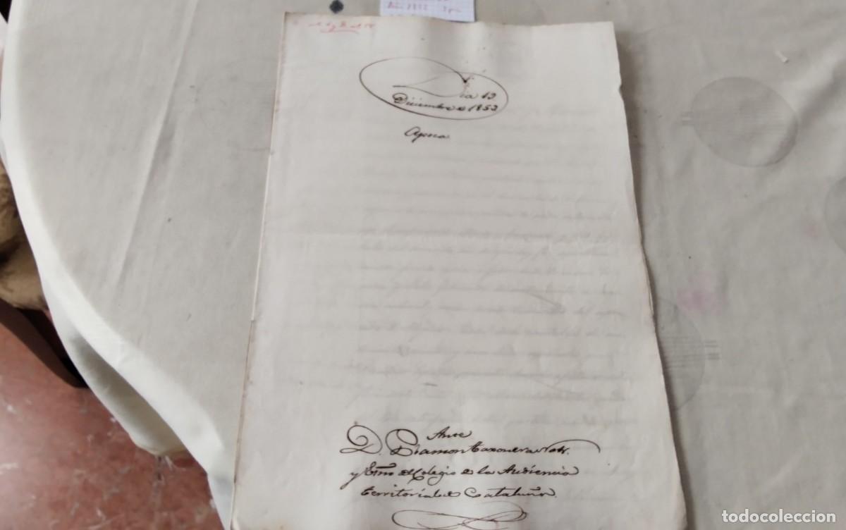 Manuscritos antiguos: BARCELONA MANUSCRITO CON TIMBROLOGIA A&Ntilde;O 1852 3 PAG.