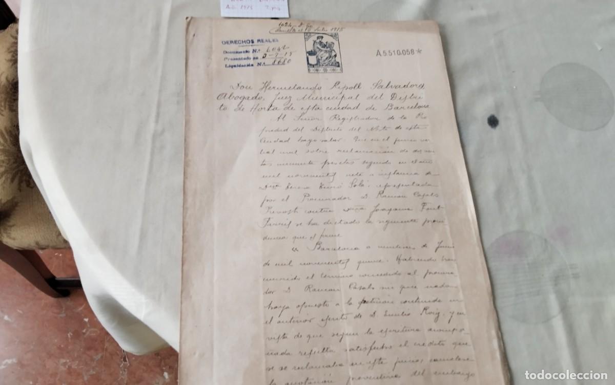 Manuscritos antiguos: BARCELONA- HORTA MANUSCRITO CON TIMBROLOGIA A&Ntilde;O 1915, 2 PAG.