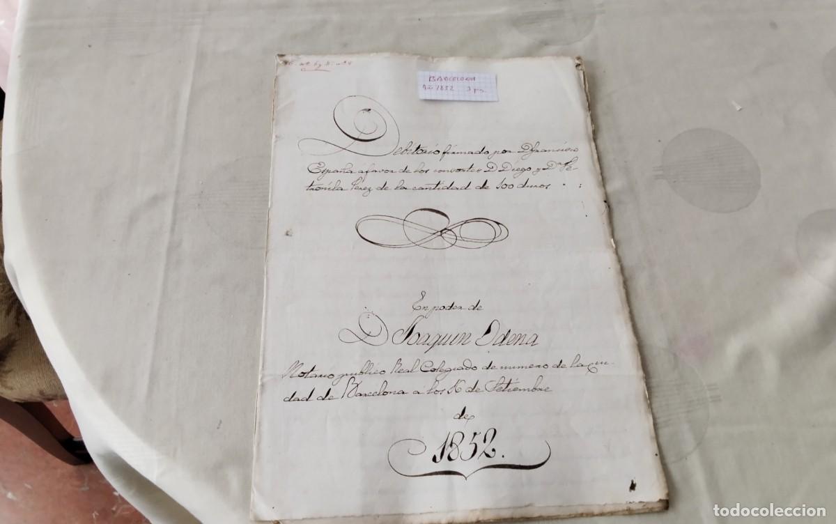 Manuscritos antiguos: BARCELONA ,MANUSCRITO CON TIMBROLOGIA A&Ntilde;O 1852, 3 PAG