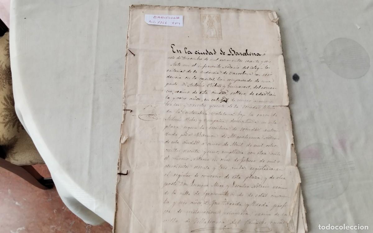 Manuscritos antiguos: BARCELONA ,MANUSCRITO CON TIMBROLOGIA A&Ntilde;O 1866, 8 PAG