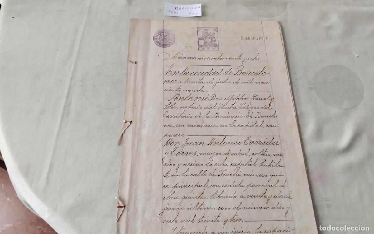 Manuscritos antiguos: BARCELONA ,MANUSCRITO CON TIMBROLOGIA A&Ntilde;O 1920, 6 PAG