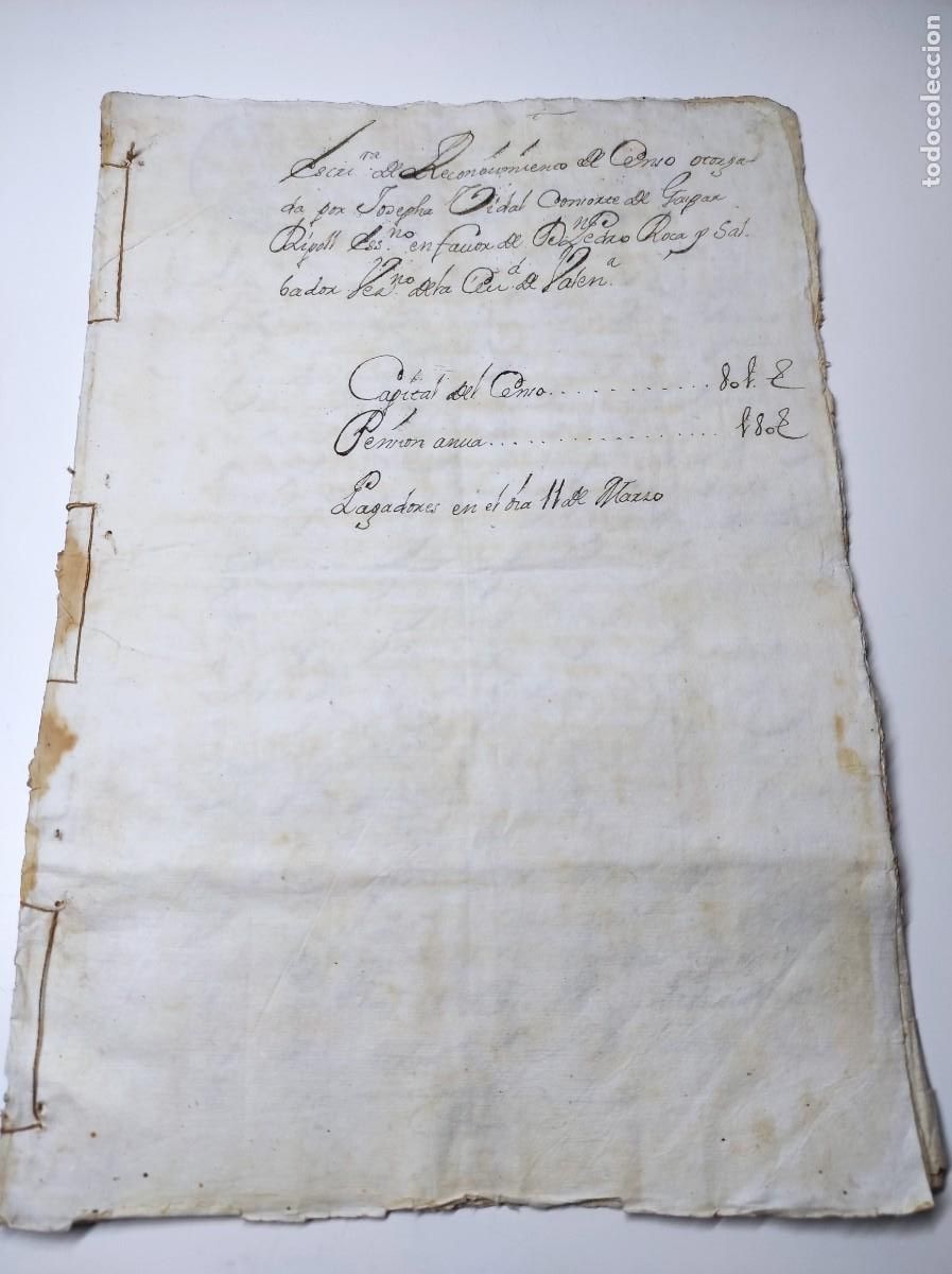 Manuscritos antiguos: VALENCIA A&Ntilde;O 1727 - DOCUMENTO CON 6 SELLOS 4&ordm; DE 20 MARAVED&Iacute;S - NOTARIO DIEGO MARAVALL X&Aacute;TIVA