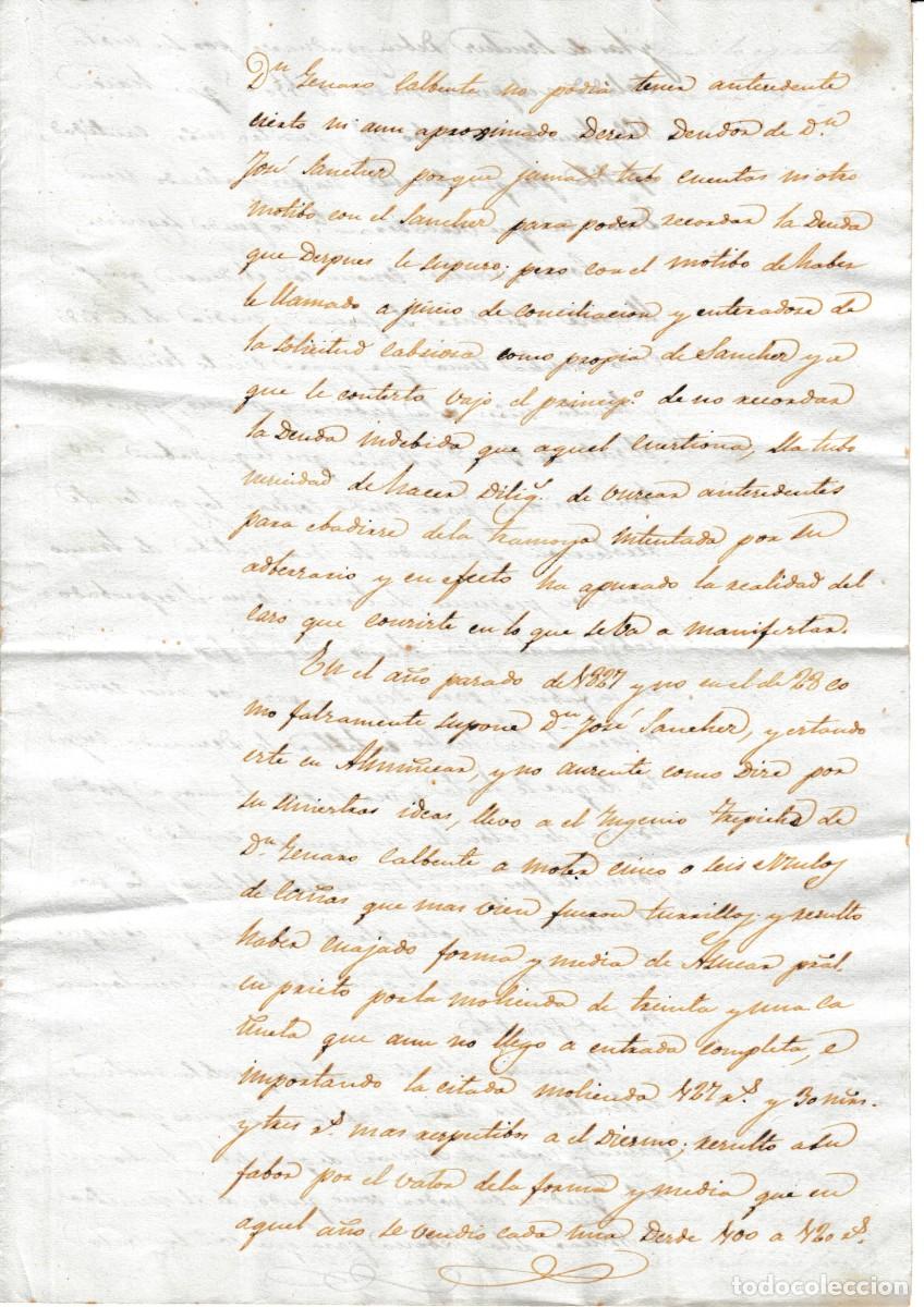 Manuscritos antiguos: 1827 ALMU&Ntilde;ECAR INGENIO MOLER CA&Ntilde;A AZUCAR SOBRE DEBITO GENARO CALVENTE A JOSE SANCHEZ